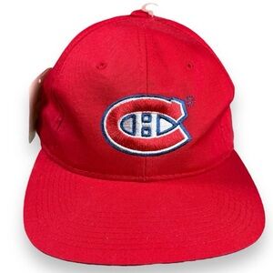 Vintage 90s Montreal Canadiens Starter NHL Hockey Snapback Hat Cap Rare Red New